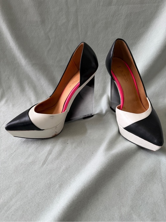 L.A.M.B. Shoes - L.A.M.B. Connor Wedge Platform Pumps With Acrylic Heels Size 6.5 M